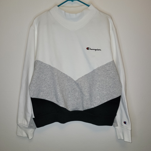 Champion Tops - Champion mock neck sweatshirt pullover, black gray and white size 2x